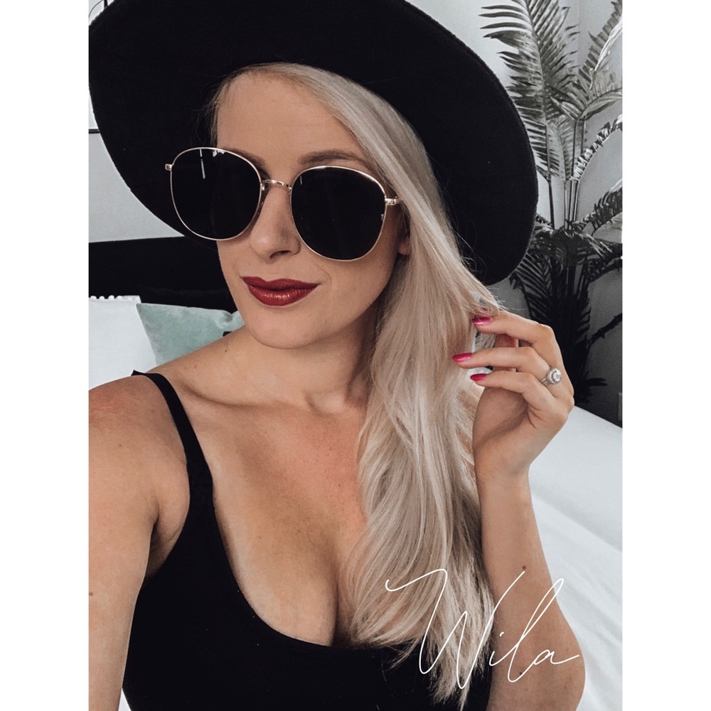 Black metal frame sunglasses rounded - Picture 3 of 3